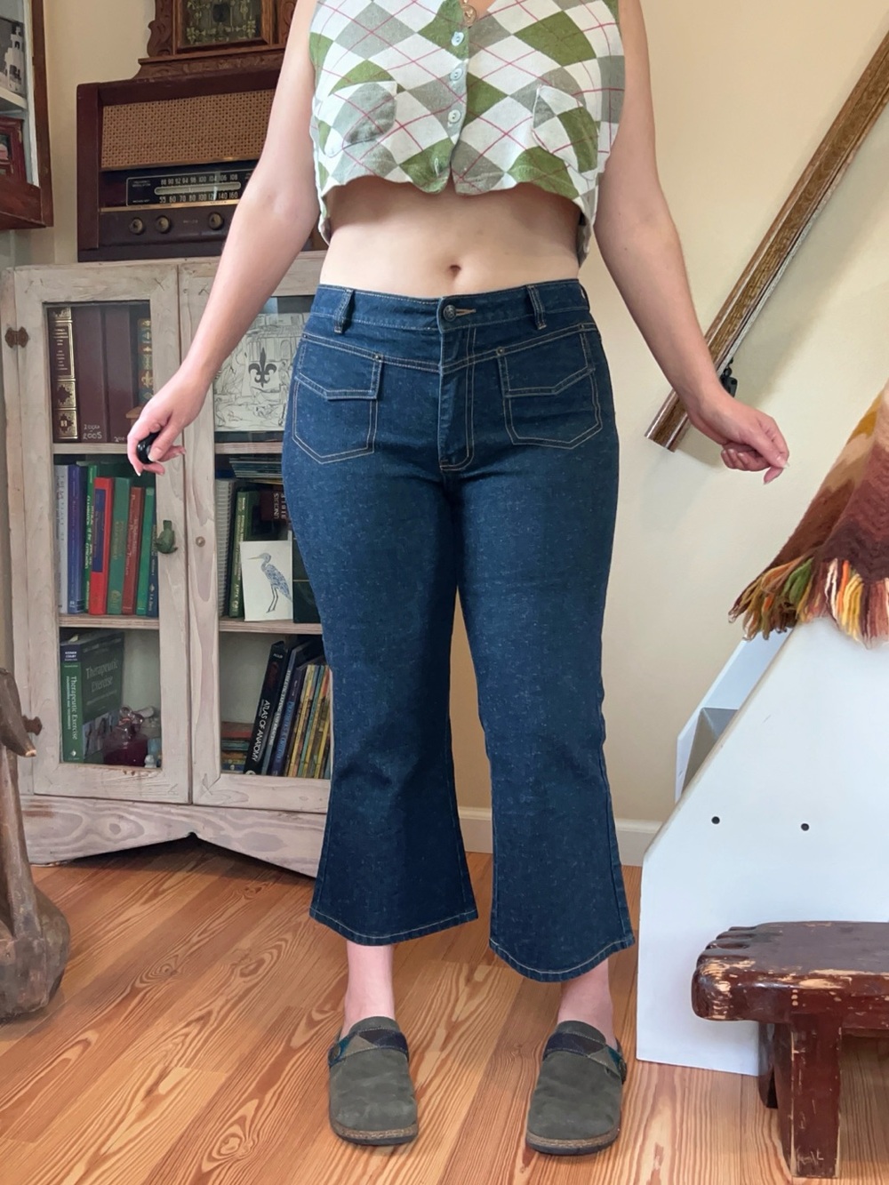 Vintage 90s Zion Jeans Denim Capris Dark wash Fit & Flare Mid Rise